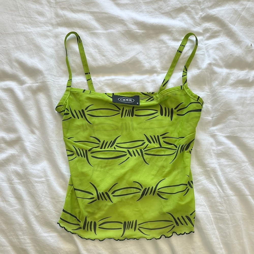 Cider Green Camisole Fitted Spaghetti Straps